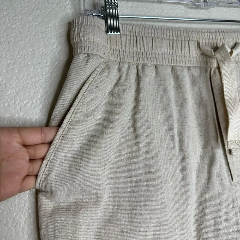 NWOT Zara Linen Blend Cream Pull On Women’s Pants, Sz Medium